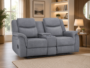 Galaxy Tech Electric Recliner 3 Seater Grey Fabric