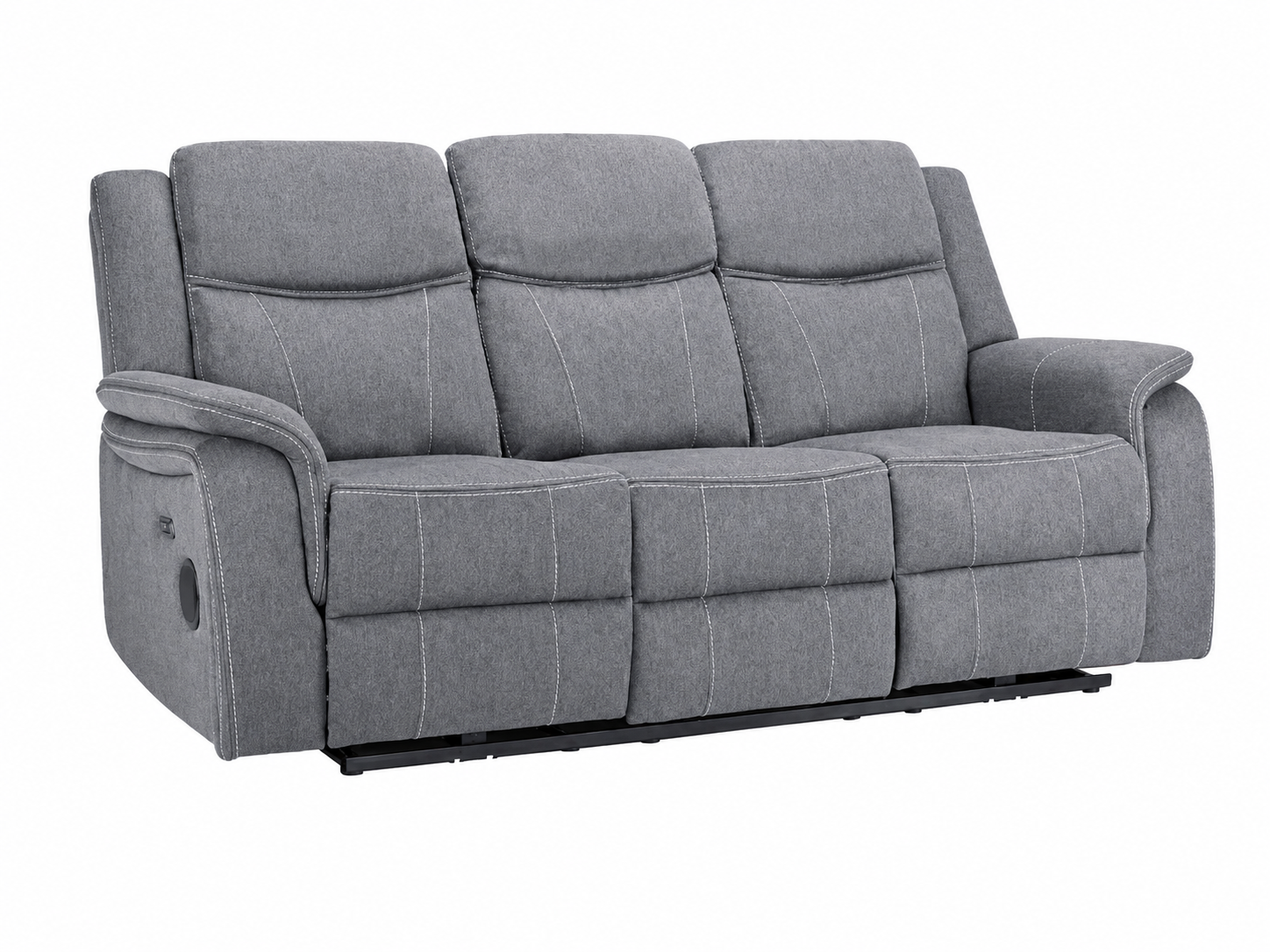 Galaxy Tech Electric Recliner 3 Seater Grey Fabric