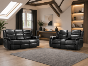Galaxy Tech Electric Recliner Sofa Black 3+2 Set