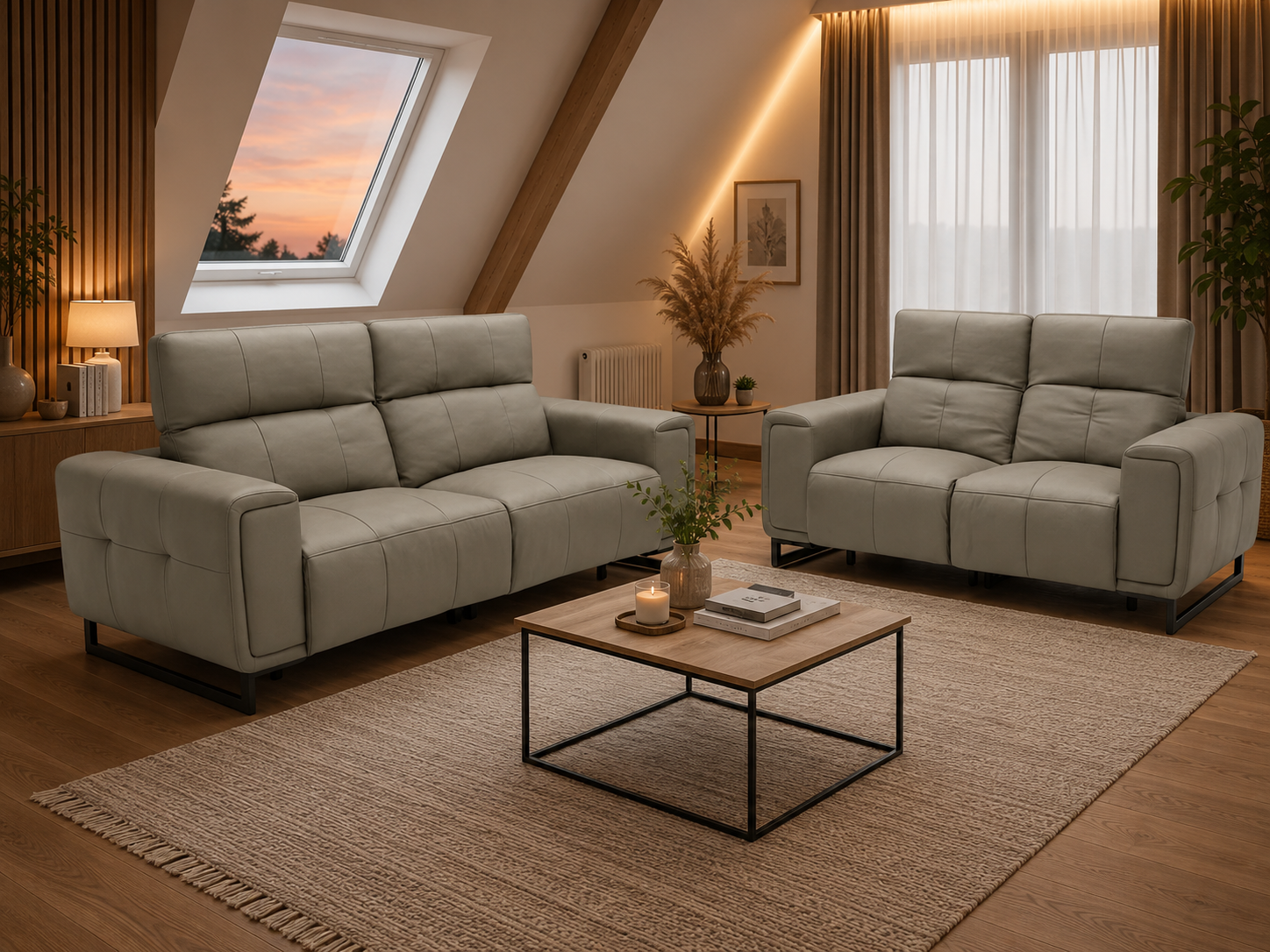 Richmond Electric Recliner Sofa Grey 3+2 Set