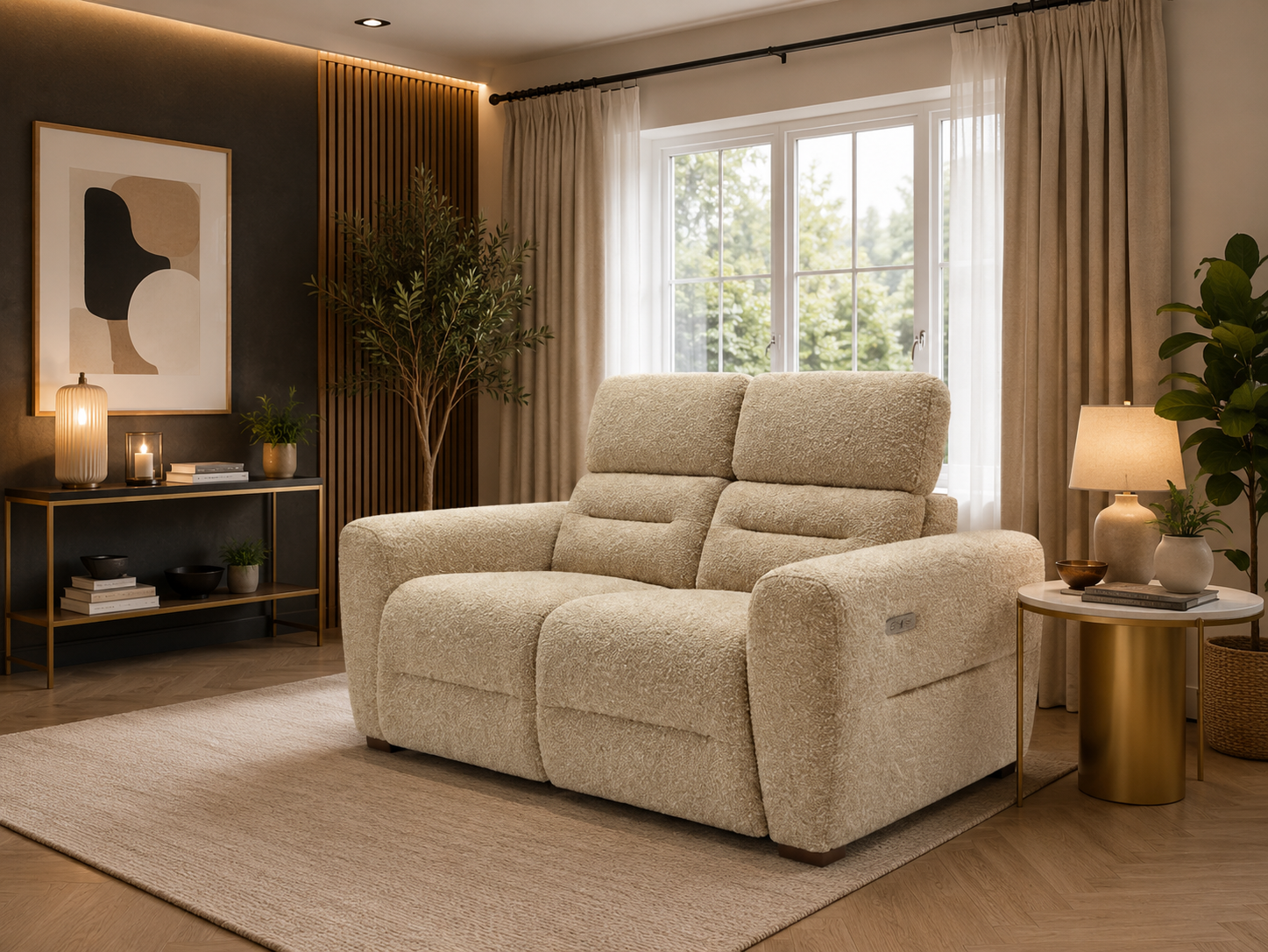 Tokyo Electric Recliner Beige 2 Seater