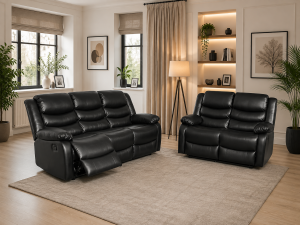 Conrad Manual Recliner Sofa Black 3+2 Set