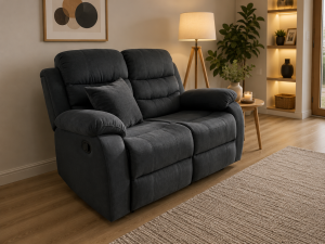 Stanley Manual Recliner Sofa Black 2 Seater