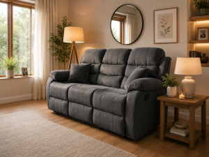 Stanley Manual Recliner Sofa Black 3 Seater