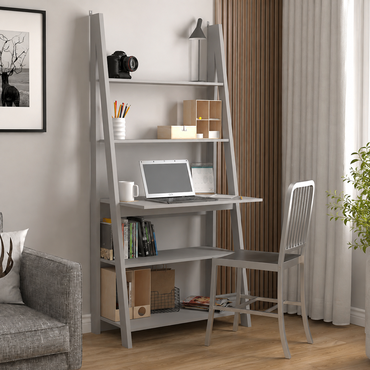 Tiva Grey Ladder Desk