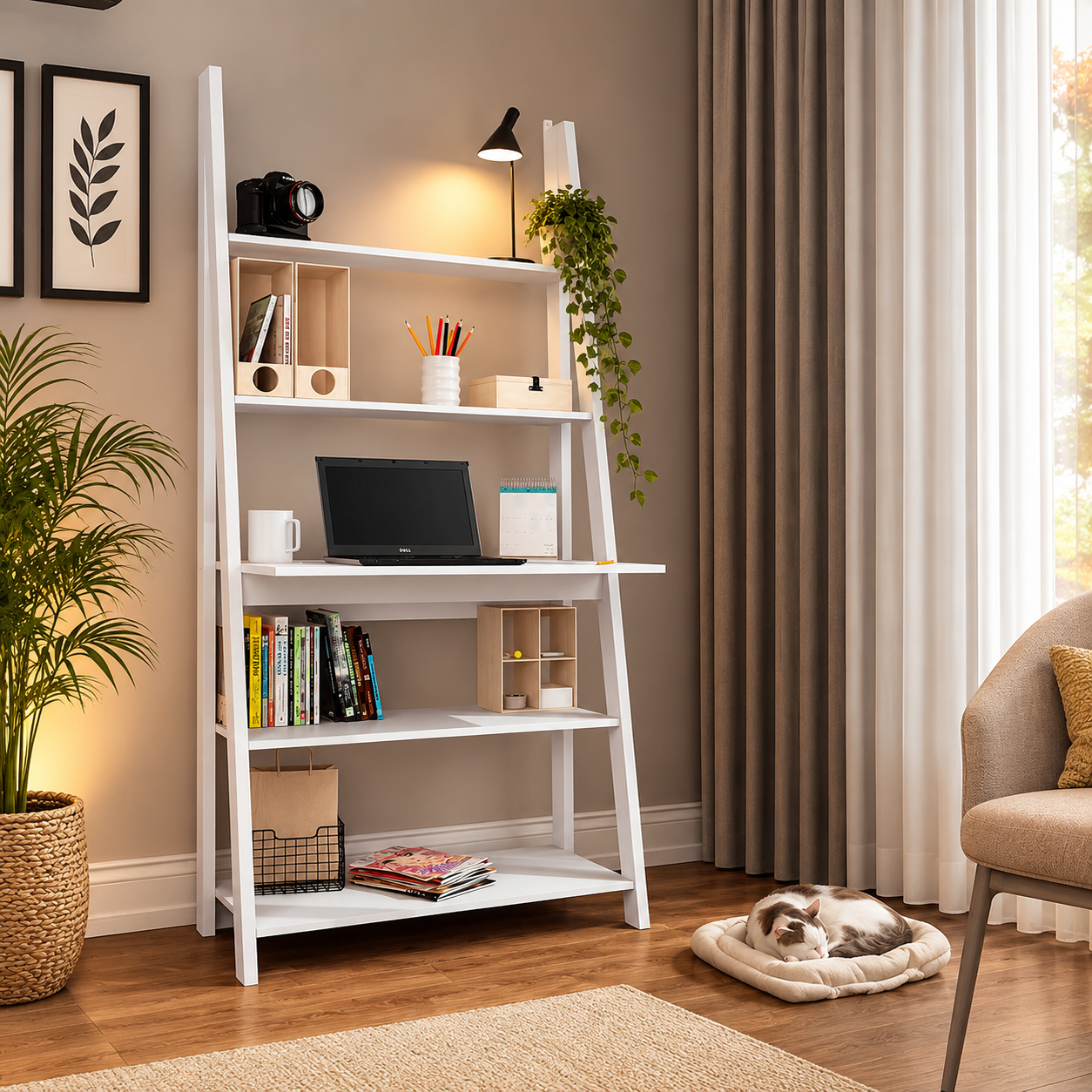 Tiva White Ladder Desk