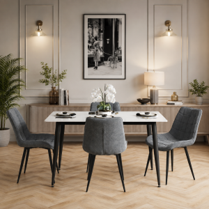 Luna Marble Effect Dining Set