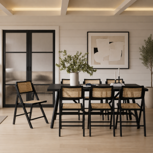 Louie Black Dining Table 4 Ashton Black Dining Chairs