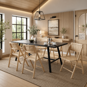 Louie Black Dining Table 4 Ashton Blonde Dining Chairs