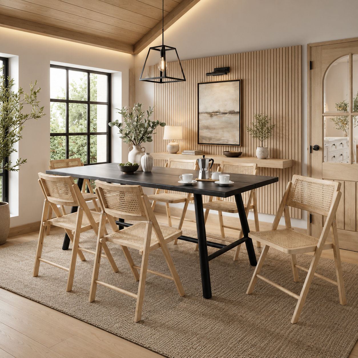Louie Black Dining Table 4 Ashton Blonde Dining Chairs