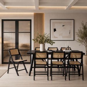 Louie Black Dining Table 6 Ashton Black Dining Chairs