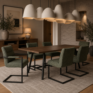 Cleaver Desert Sage and Black Dining Chair with Arms