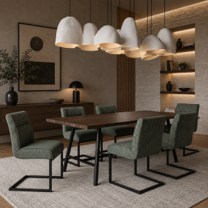 Cleaver Desert Sage and Black Dining Chairs