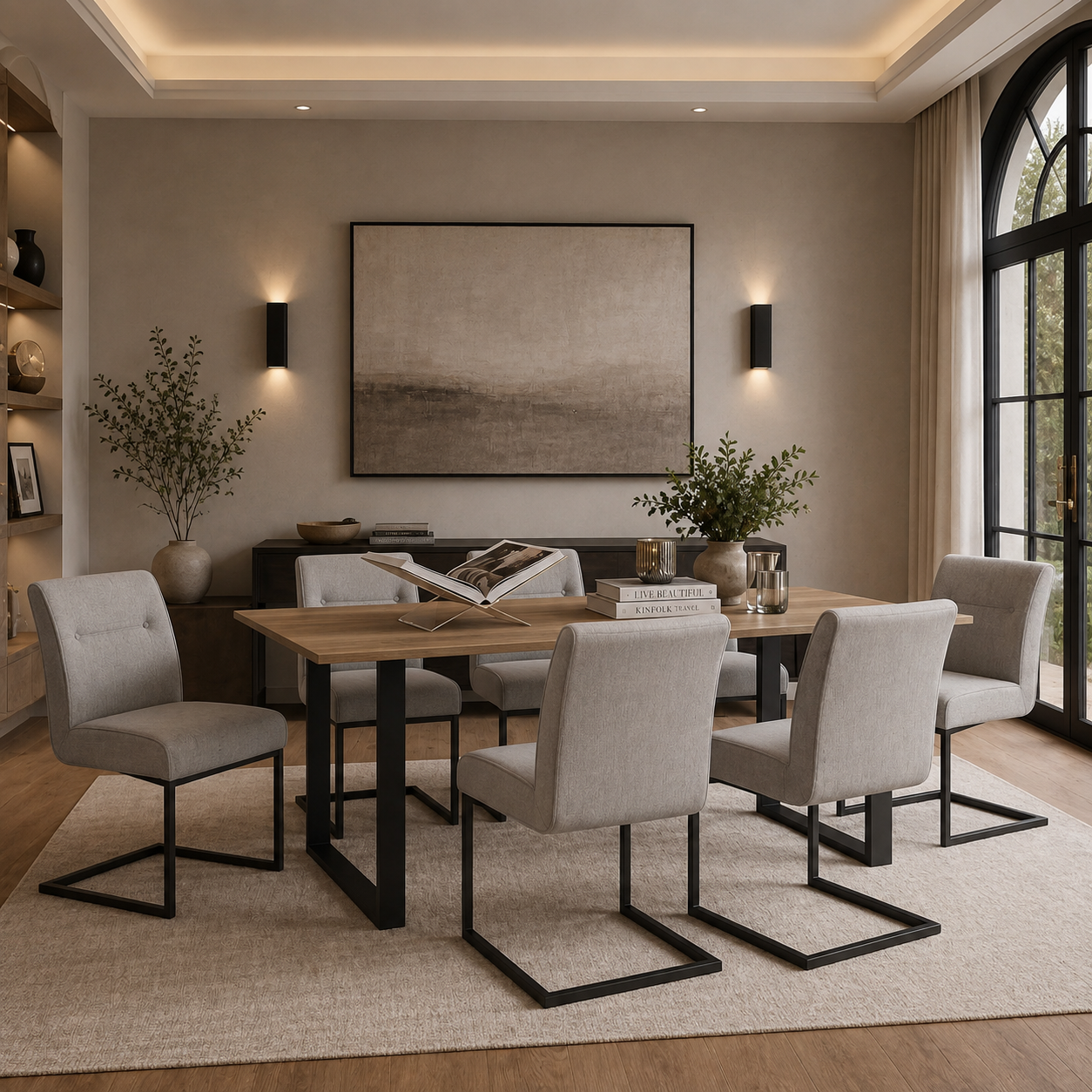 Cleaver Smoked Pearl and Black Dining Chairs