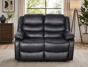 Conrad Manual Recliner Sofa Black 2 Seater