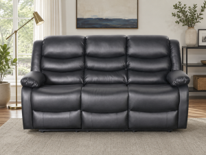 Conrad Manual Recliner Sofa Black 3 Seater