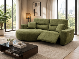 Denver Electric Recliner Corner Sofa in Green
