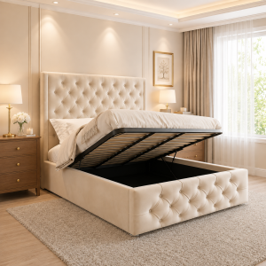 Devon Upholstered Storage Bed – Ottoman Gas Lift Frame | UK Made
