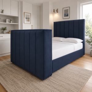 Foley Upholstered TV Bed Frame with Optional Ottoman Storage and USB Socket