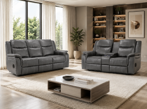 Galaxy Tech Electric Recliner Sofa Grey 3+2 Set 4