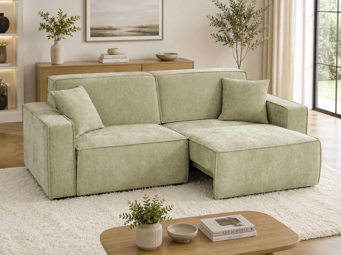 Houston Electric Sofabed Green 3 Seater 2