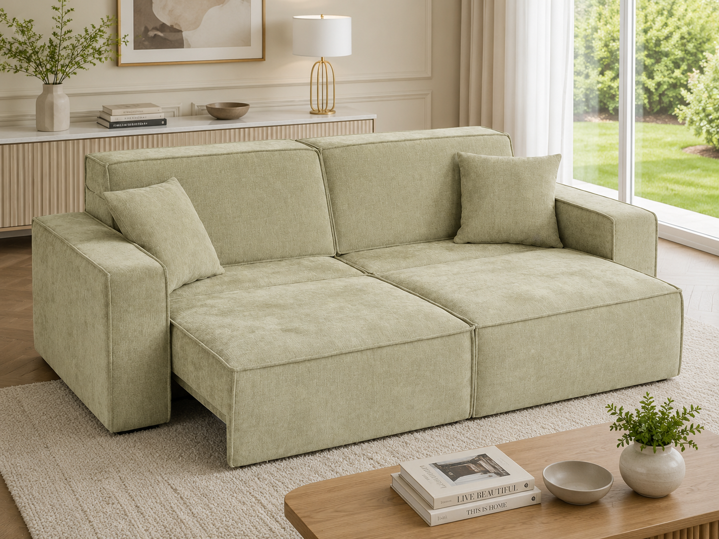 Houston Electric Sofabed Green 3 Seater 2