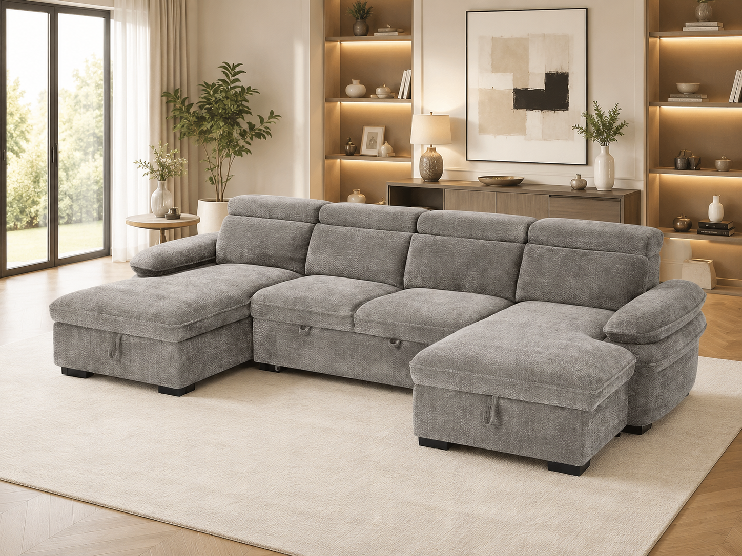 Hudson Sofabed Grey U Shape Corner