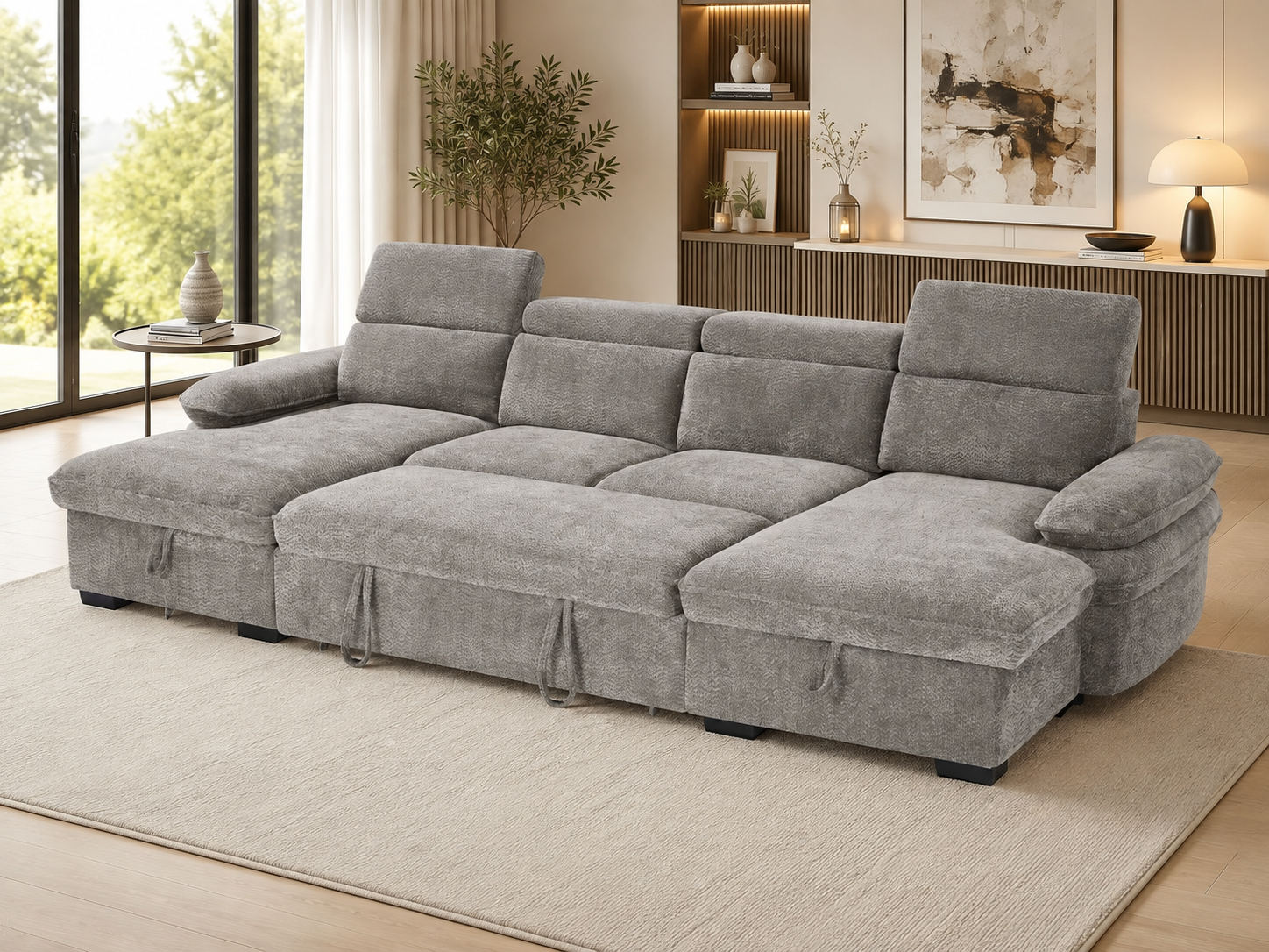 Hudson Sofabed Grey U Shape Corner