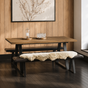 Hyde Whiskey and Black Dining Table with Hyde Benches