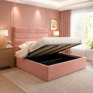 Juno Upholstered Storage Bed – Ottoman Gas Lift Frame | UK Made