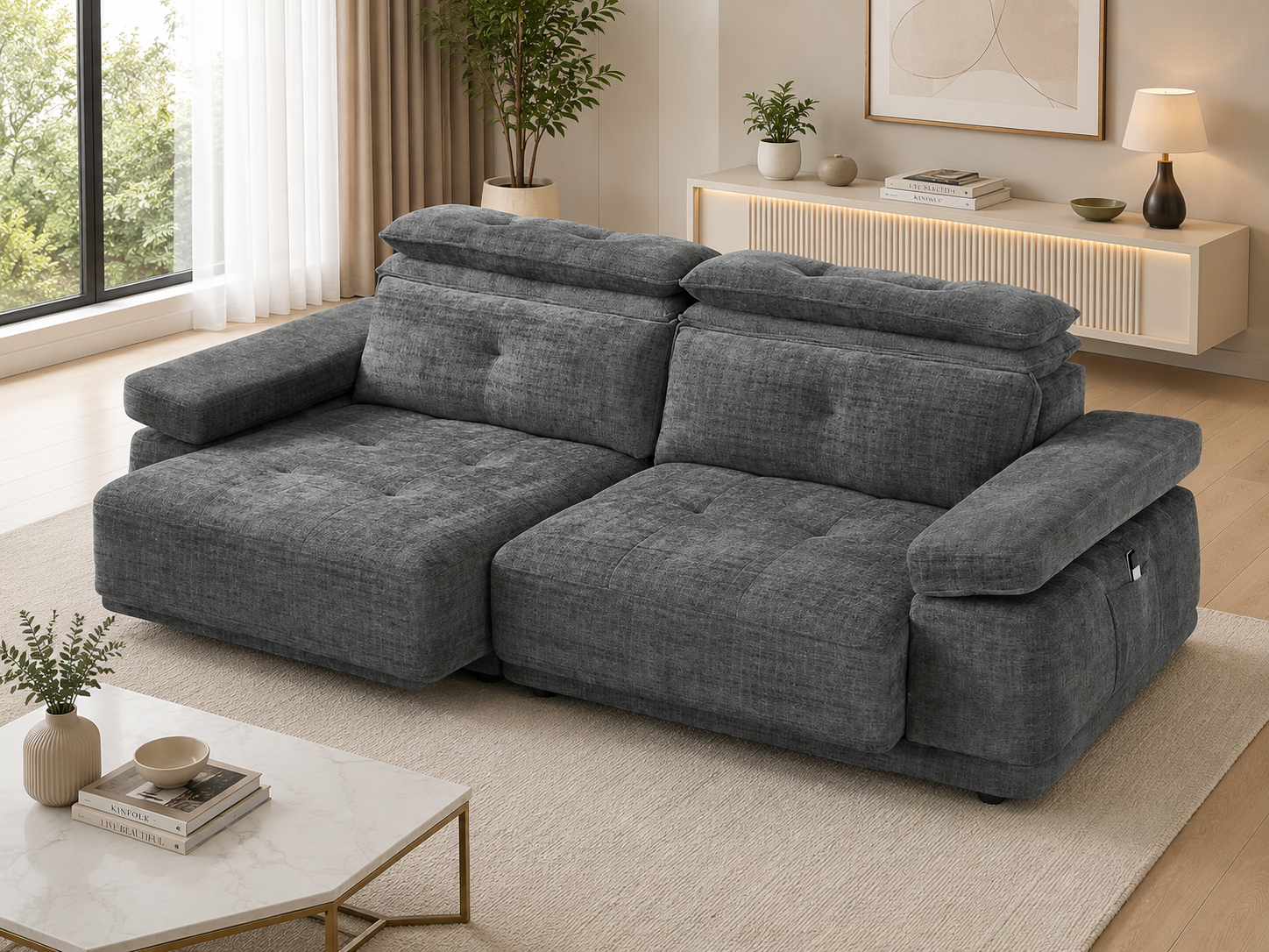 Kendal Floating Sofabed Light Grey - Image 3