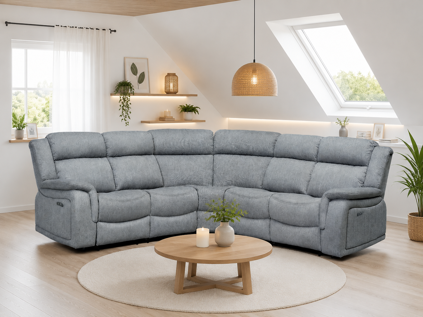 Linden Electric Recliner Sofa Grey Large Corner