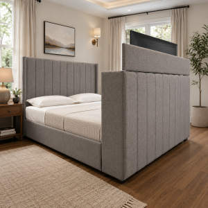 Luther Electric Media TV Bed Frame with Optional Ottoman Storage + USB Socket 1