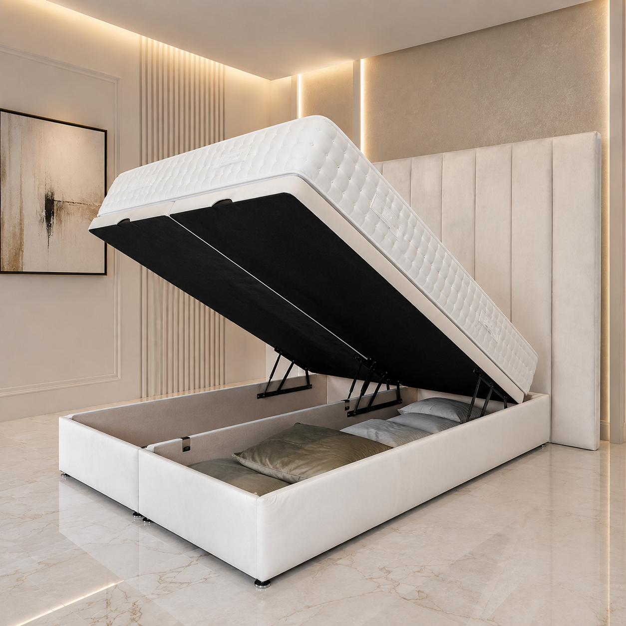 Merry Ottoman Bed | Bold Panelled Storage Bed