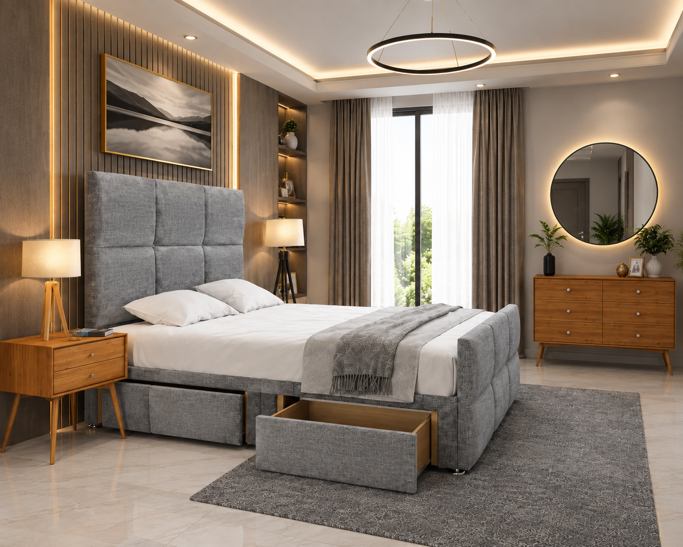 Mia Cube Large Divan Bed Set With Matching Footboard