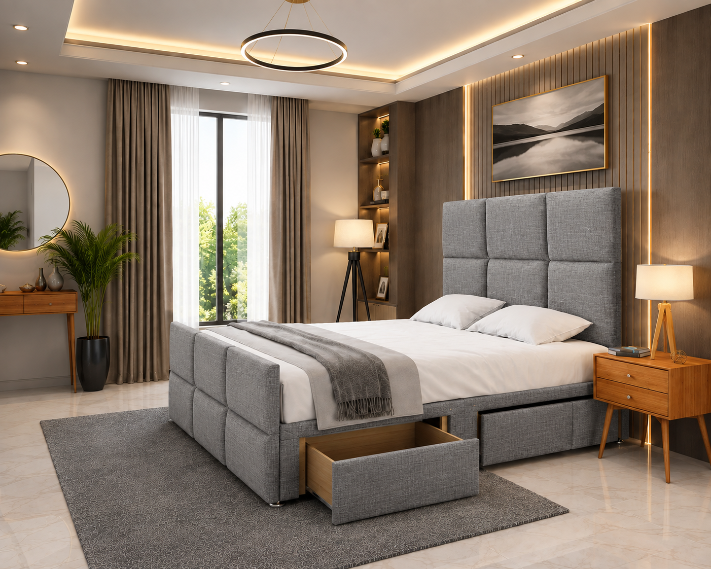 Mia Cube Large Divan Bed Set With Matching Footboard