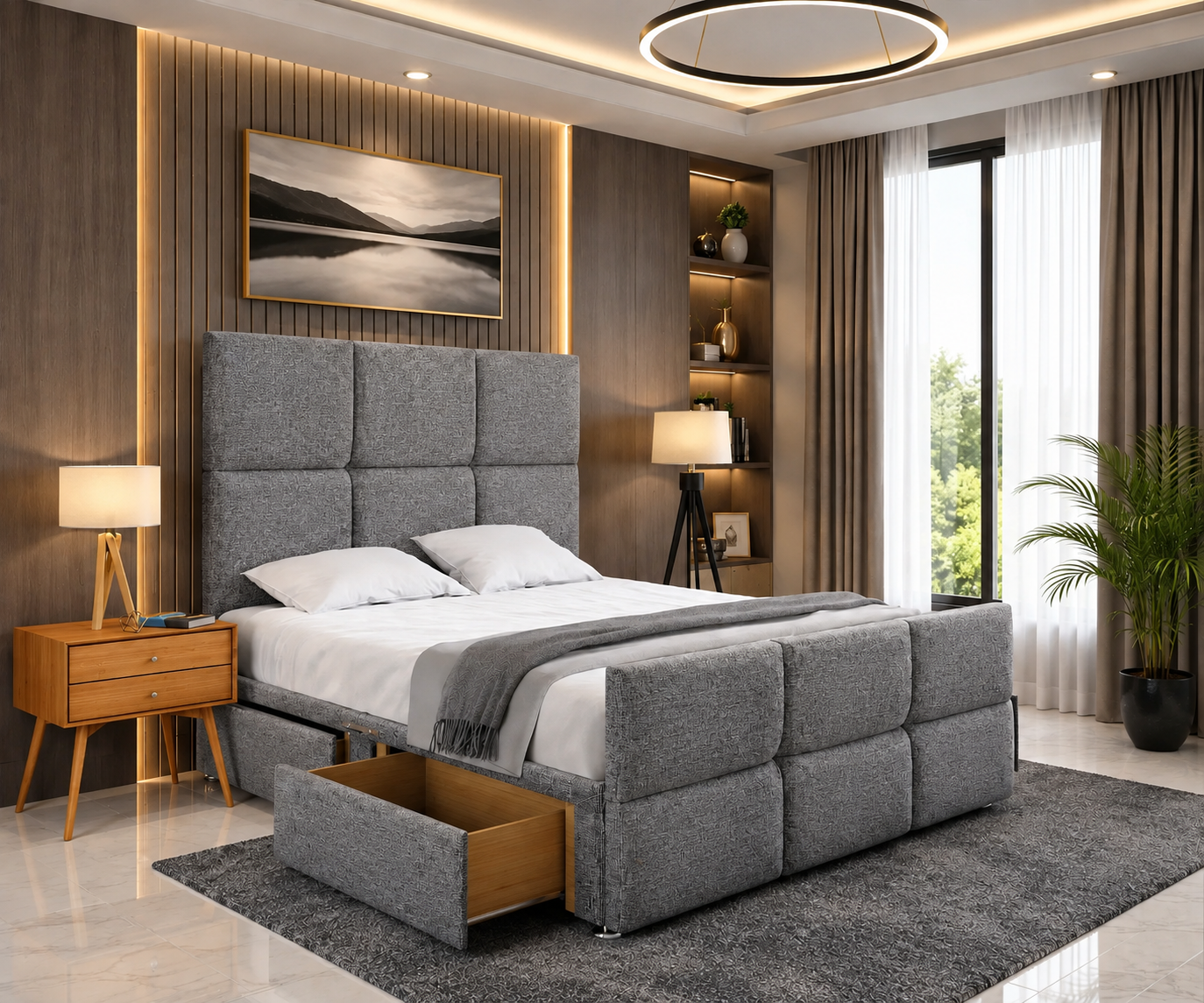 Mia Cube Large Divan Bed Set With Matching Footboard