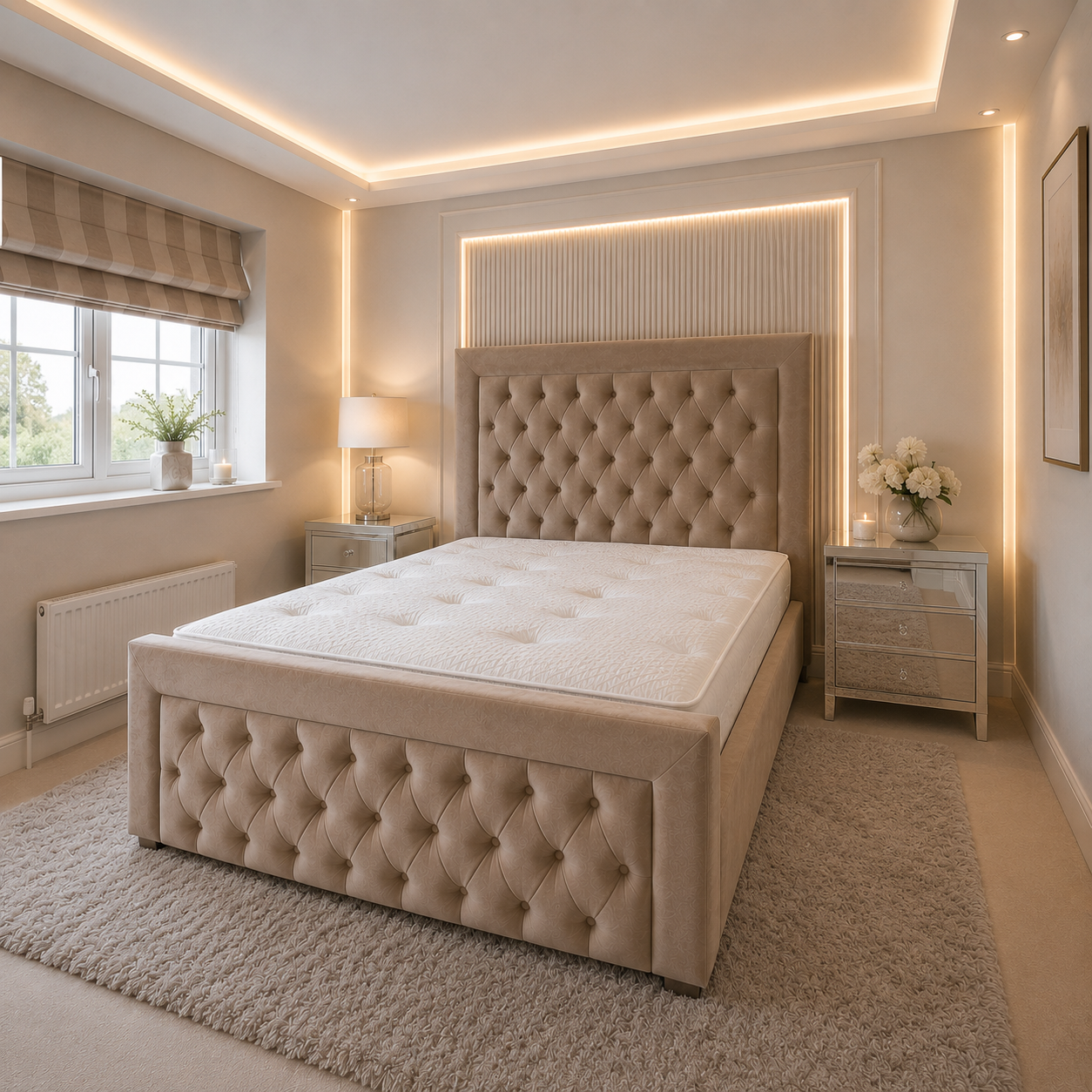 Monaco Bespoke Chesterfield Sleigh Bed