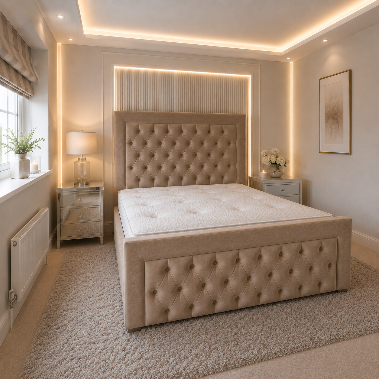 Monaco Bespoke Chesterfield Sleigh Bed
