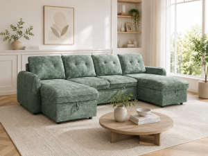 Moscow Sofabed Green U Shape Corner 1