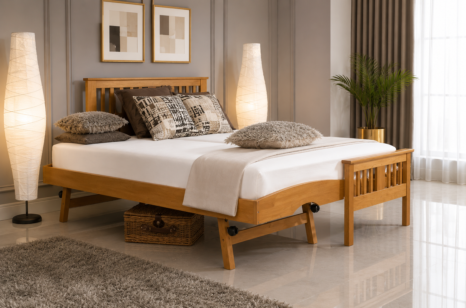 Oak Wooden Guest Bed