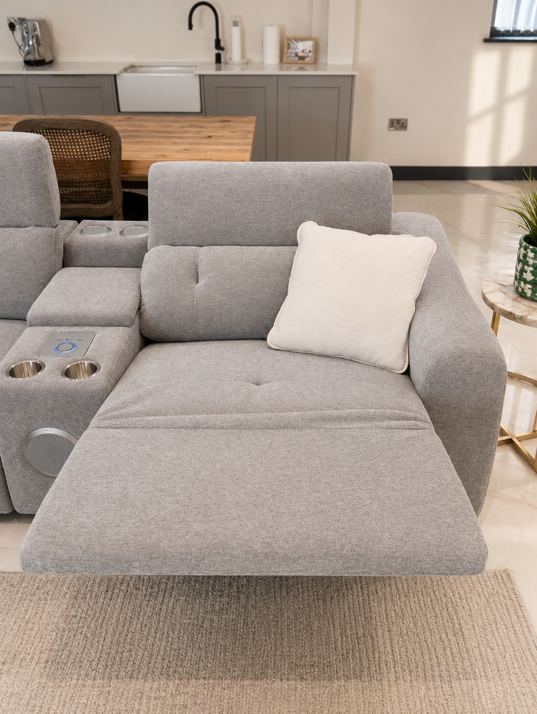 Ohio Electric Recliner Sofa Grey Large Corner