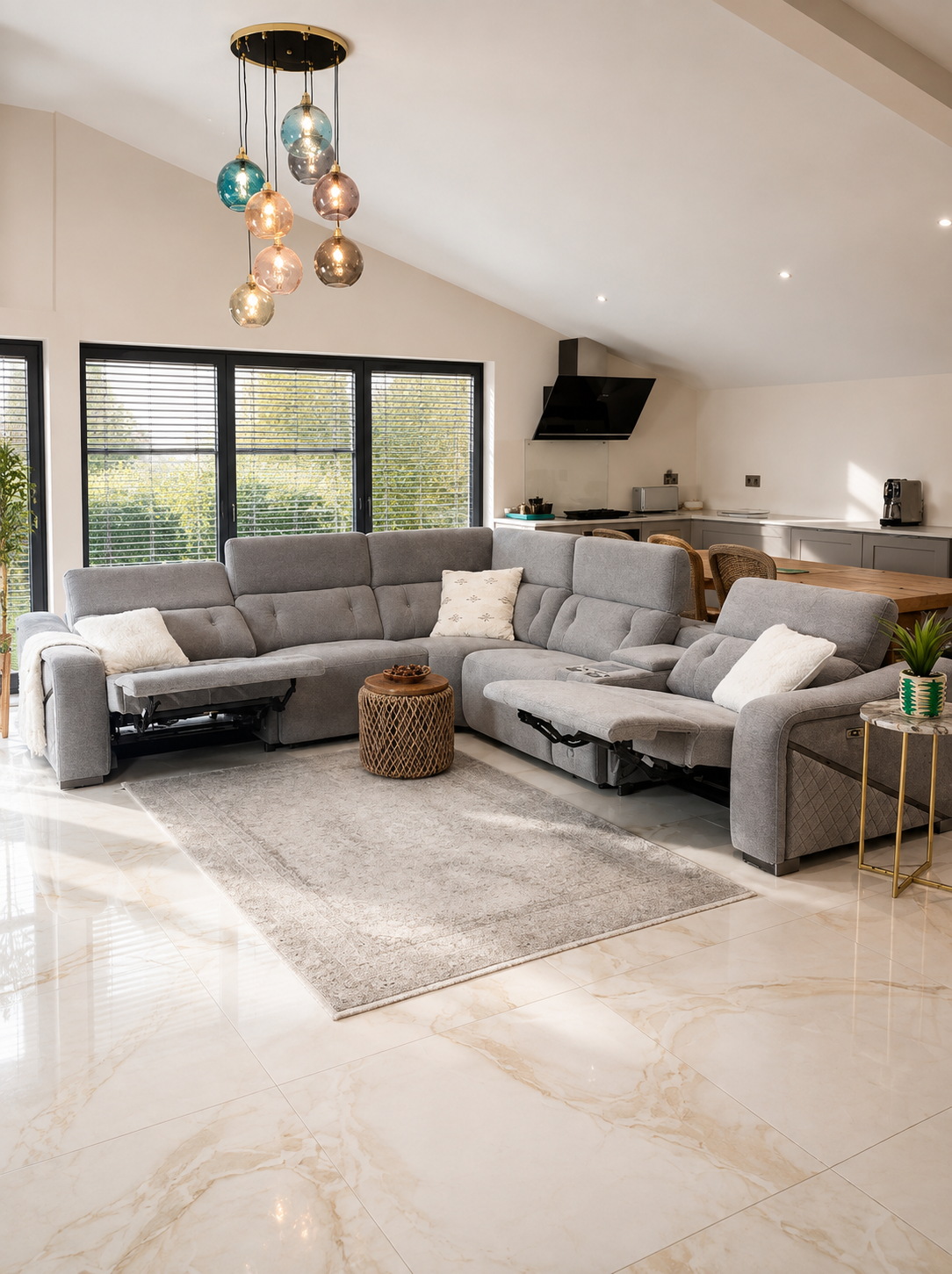 Ohio Electric Recliner Sofa Grey Large Corner - Image 9