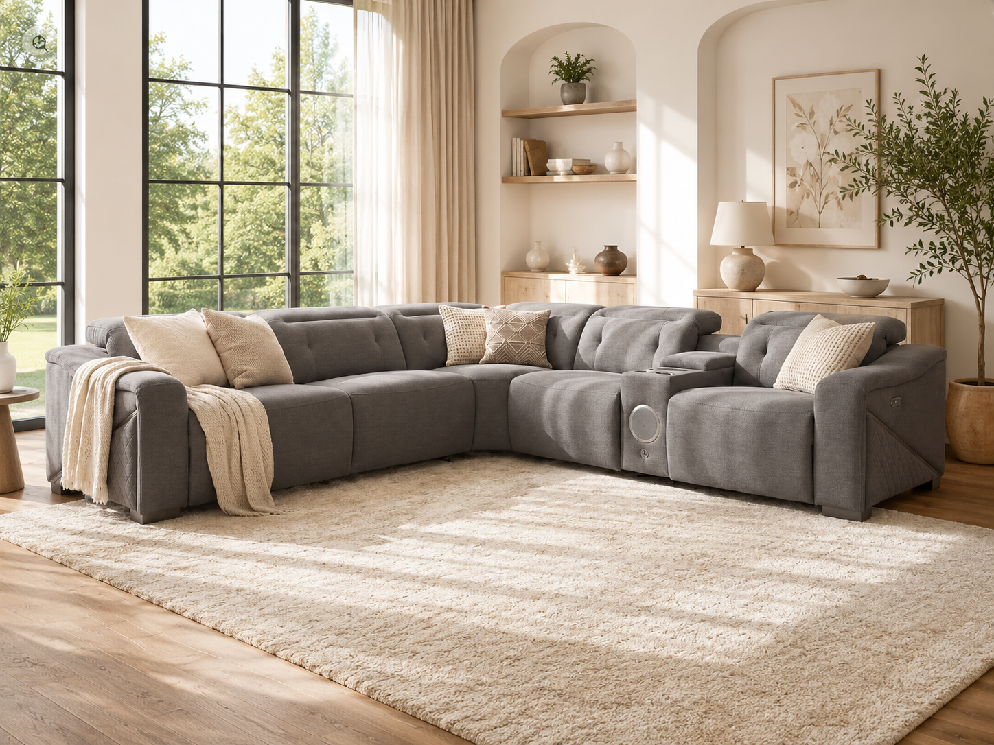 Ohio Electric Recliner Sofa Grey Large Corner