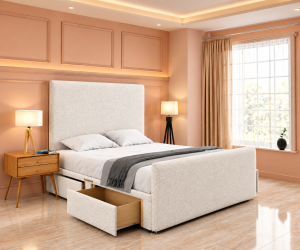 Olivia Plain Divan Bed Set With Matching Footboard