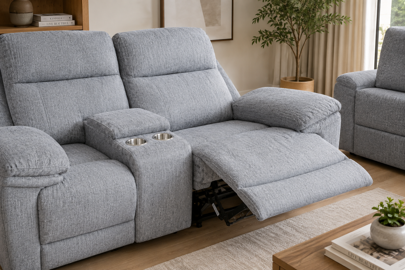 Owen Electric Recliner Sofa Grey Large Corner