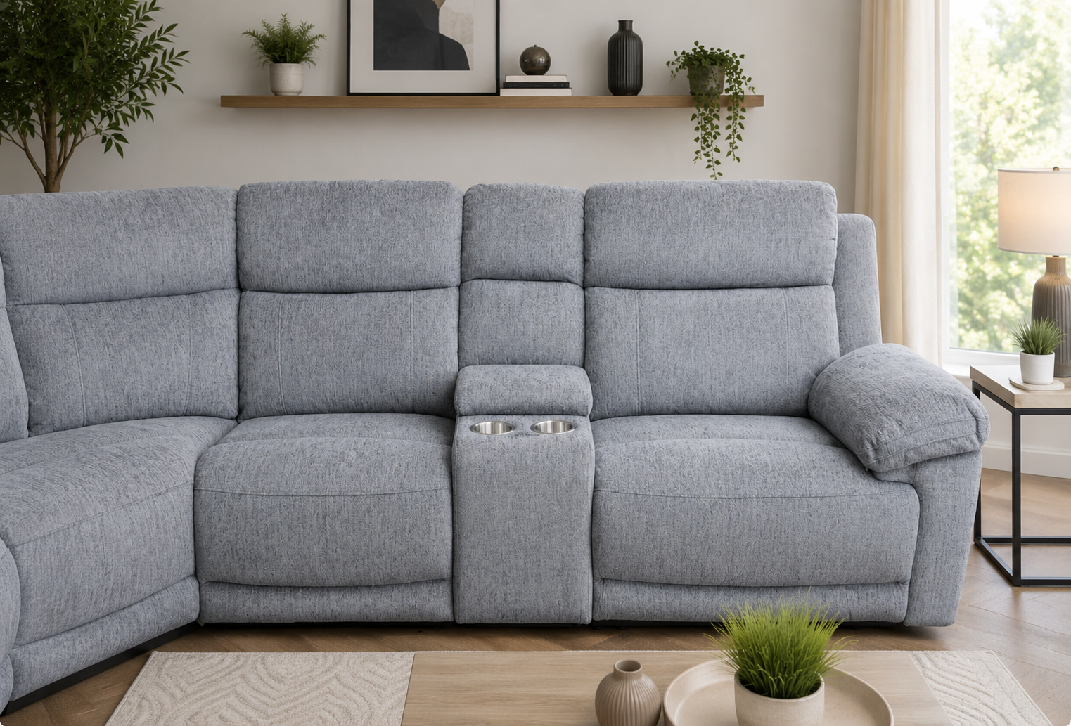 Owen Electric Recliner Sofa Grey Large Corner