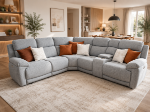 Owen Electric Recliner Sofa Grey Large Corner – Comfort & Style