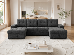 Palermo Sofabed Grey U Shape Corner