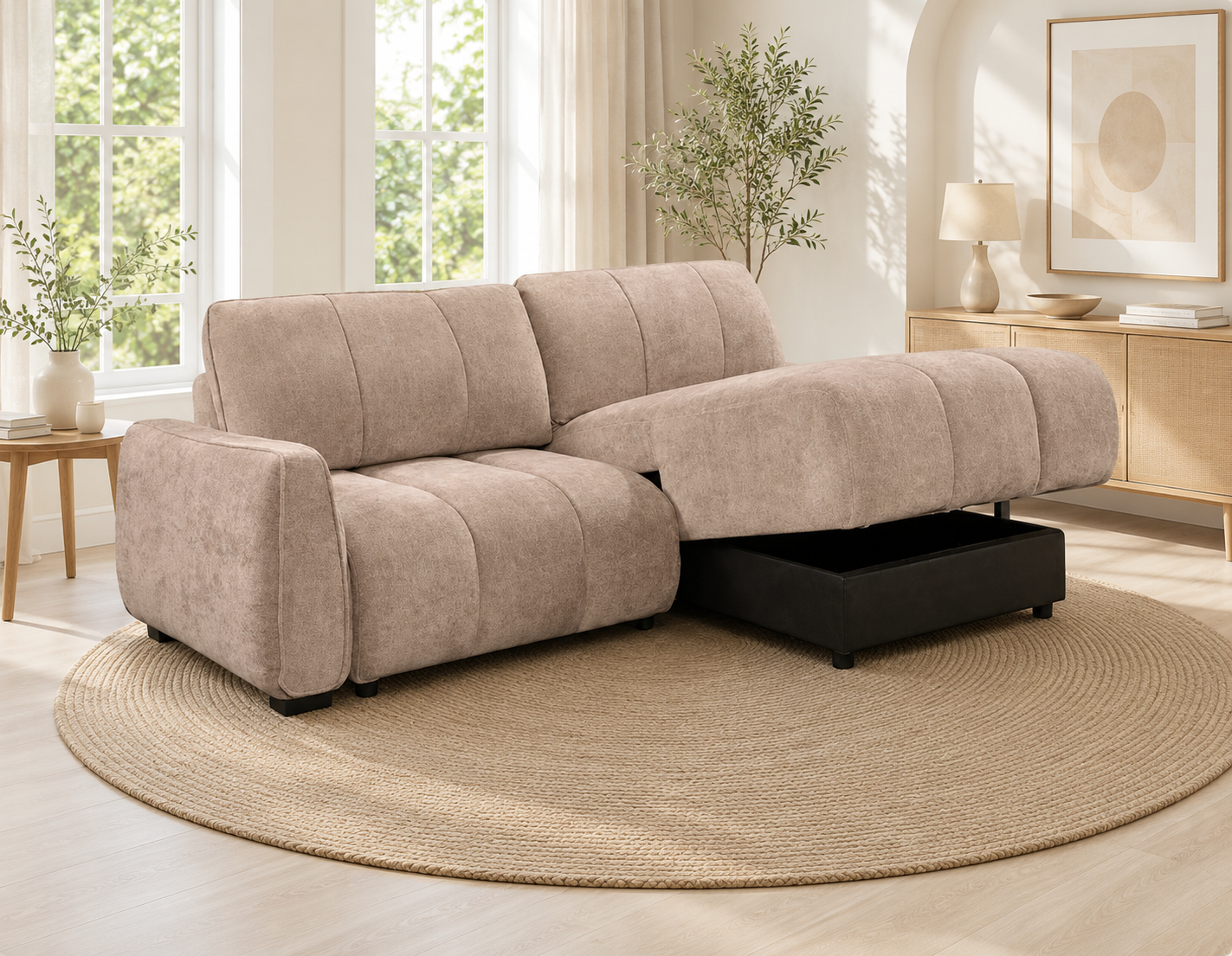 Portland Universal Corner Sofabed Beige 3